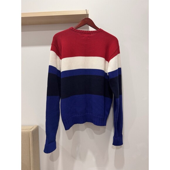 Vintage Polo Ralph Lauren America USA Striped Crew Neck Sweater Mens Medium - Picture 2 of 5